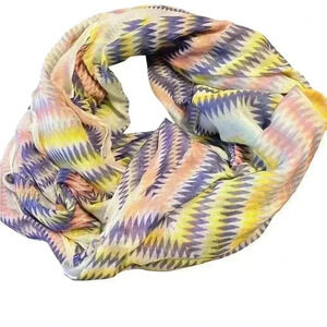 Square Zig Zag Scarf Pink, White, Yellow & Purple
